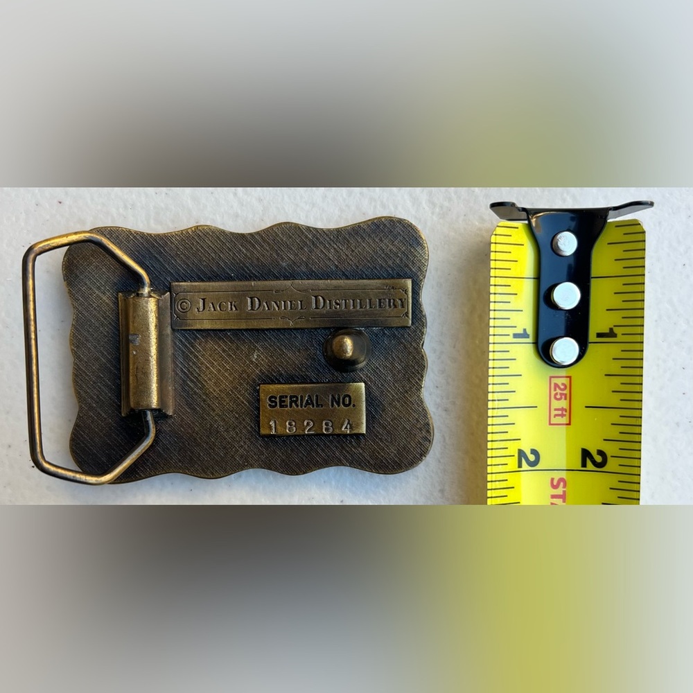 Vintage Metal Jack Daniels No 7 Whiskey Belt Buckle Cowboy Western W/Serial # - Picture 4 of 4